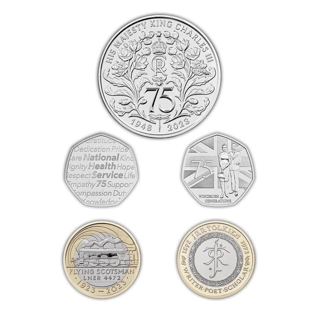 英國2023年查理斯三世頭像5枚合金紀念幣套裝（第一套） - 圖片 2