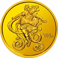 2001中國石窟藝術（敦煌）金銀紀念幣1-2盎司金質紀念幣