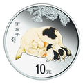 2007中國丁亥（豬）年金銀紀念幣1盎司彩色圓形銀質紀念幣