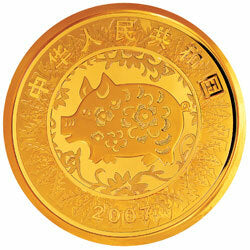 2007中國丁亥（豬）年金銀紀念幣10公斤圓形金質紀念幣 - 圖片 2