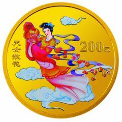 2003中國民間神話故事彩色金銀紀念幣（第3組）1-2盎司彩色圓形金質紀念幣