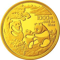 1993版熊貓金銀鉑及雙金屬紀念幣12盎司圓形金質紀念幣