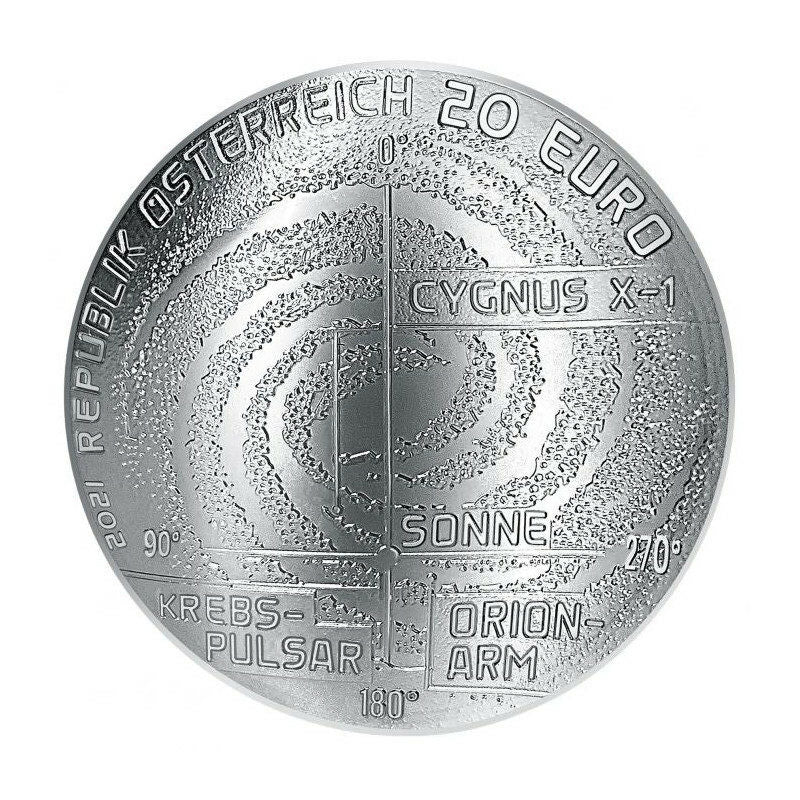 2021 奧地利奧秘宇宙系列 - 銀河925精鑄2/3盎司銀幣 - 圖片 2