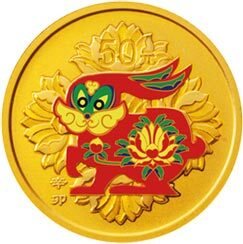 2011中國辛卯（兔）年金銀紀念幣1-10盎司圓形精製金質彩色紀念幣