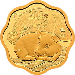 2019中國己亥（豬）年金銀紀念幣15克梅花形金質紀念幣