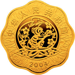 2004中國甲申（猴）年金銀紀念幣1-2盎司梅花形金質紀念幣 - 圖片 2