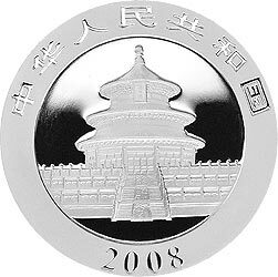 2008版熊貓金銀紀念幣1盎司圓形銀質紀念幣 - 圖片 2