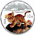 1998中國戊寅（虎）年金銀鉑紀念幣1盎司圓形彩色銀質紀念幣