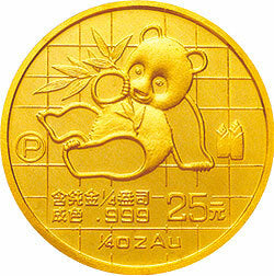 1989版熊貓金銀鉑鈀紀念幣1-4盎司圓形金質紀念幣(P)