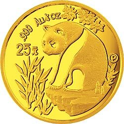 1993版熊貓金銀鉑及雙金屬紀念幣1-4盎司圓形金質紀念幣(P)