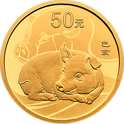 2019中國己亥（豬）年金銀紀念幣3克圓形金質紀念幣