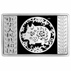 2007中國丁亥（豬）年金銀紀念幣5盎司長方形銀質紀念幣 - 圖片 2