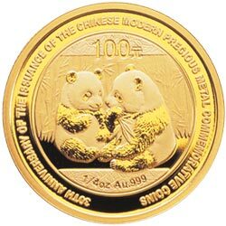 2009中國現代貴金屬紀念幣發行30周年熊貓加字金銀紀念幣1-4盎司金質紀念幣