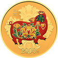2019中國己亥（豬）年金銀紀念幣150克圓形金質彩色紀念幣