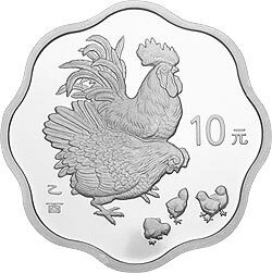 2005中國乙酉（雞）年金銀紀念幣1盎司梅花形銀質紀念幣