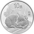 2019中國己亥（豬）年金銀紀念幣30克圓形銀質紀念幣