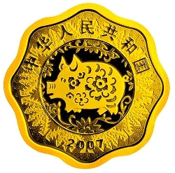 2007中國丁亥（豬）年金銀紀念幣1-2盎司梅花形金質紀念幣 - 圖片 2