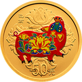 2019中國己亥（豬）年金銀紀念幣3克圓形金質彩色紀念幣