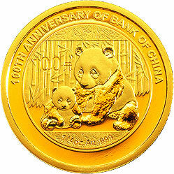 2012中國銀行成立100周年熊貓加字金銀紀念幣1-4盎司圓形金質紀念幣