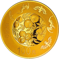 2016吉祥文化金銀紀念幣8克圓形金質紀念幣（五福拱壽）