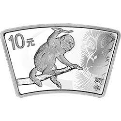 2016中國丙申（猴）年金銀紀念幣31.104克（1盎司）扇形銀質紀念幣