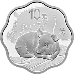 2019中國己亥（豬）年金銀紀念幣30克梅花形銀質紀念幣
