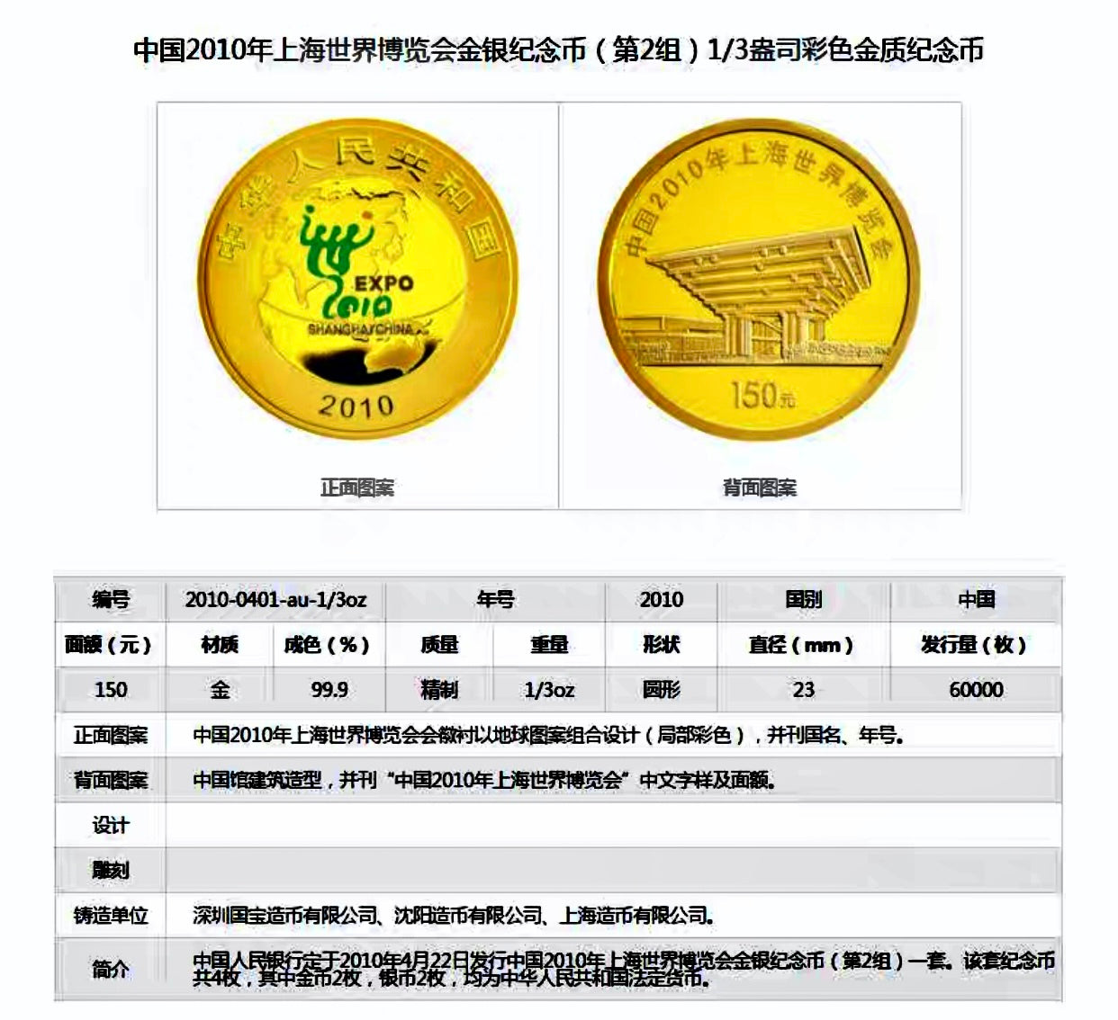 2010年上海世界愽覽會紀念幣世博會第2組1/3盎司金+1盎司銀2枚 （NGC評級69） - 圖片 6