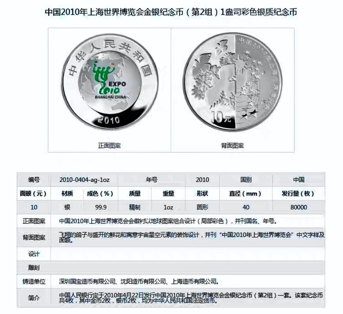 2010年上海世界愽覽會紀念幣世博會第2組1/3盎司金+1盎司銀2枚 （NGC評級69） - 圖片 8
