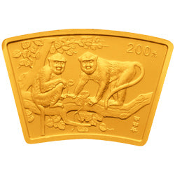 2004中國甲申（猴）年金銀紀念幣1-2盎司扇形金質紀念幣