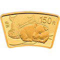 2019中國己亥（豬）年金銀紀念幣10克扇形金質紀念幣