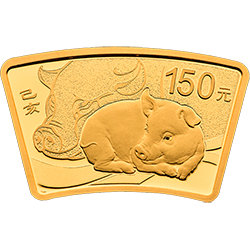 2019中國己亥（豬）年金銀紀念幣10克扇形金質紀念幣