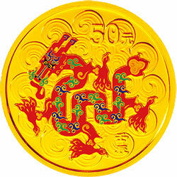 2012中國壬辰（龍）年金銀紀念幣1-10盎司圓形金質彩色紀念幣